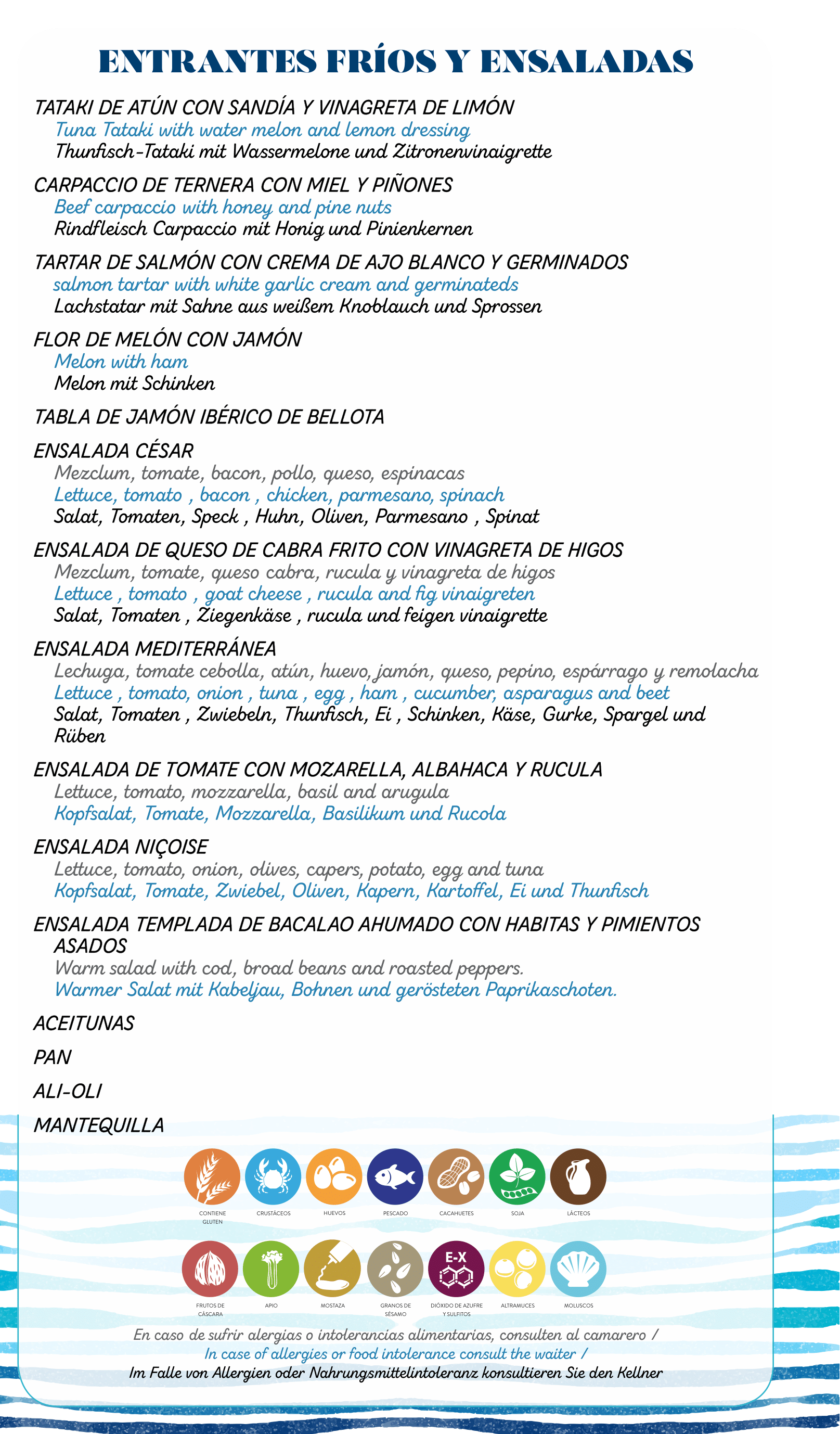 La Carta Restaurante Illeta (Camp de Mar Andratx)